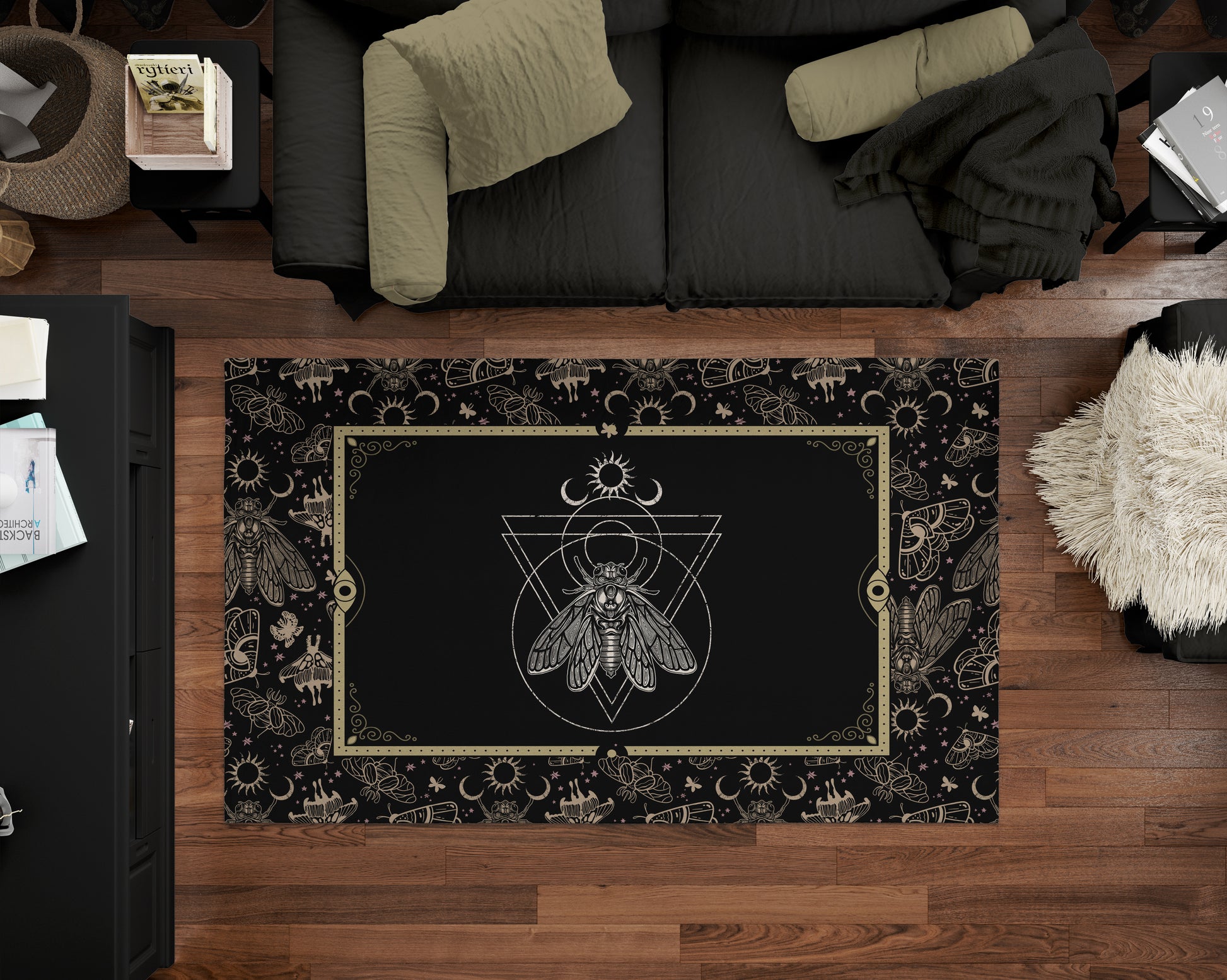 Occult Cicada Indoor/Outdoor Area Rug - Red Finch Creations