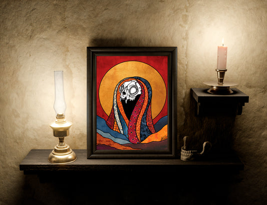 Dead Saints: Cat Skull- Fine Art Matte Print - Red Finch Creations