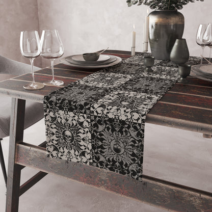 Gothic Checkered Tile Table Runner - Black & White - Red Finch Creations