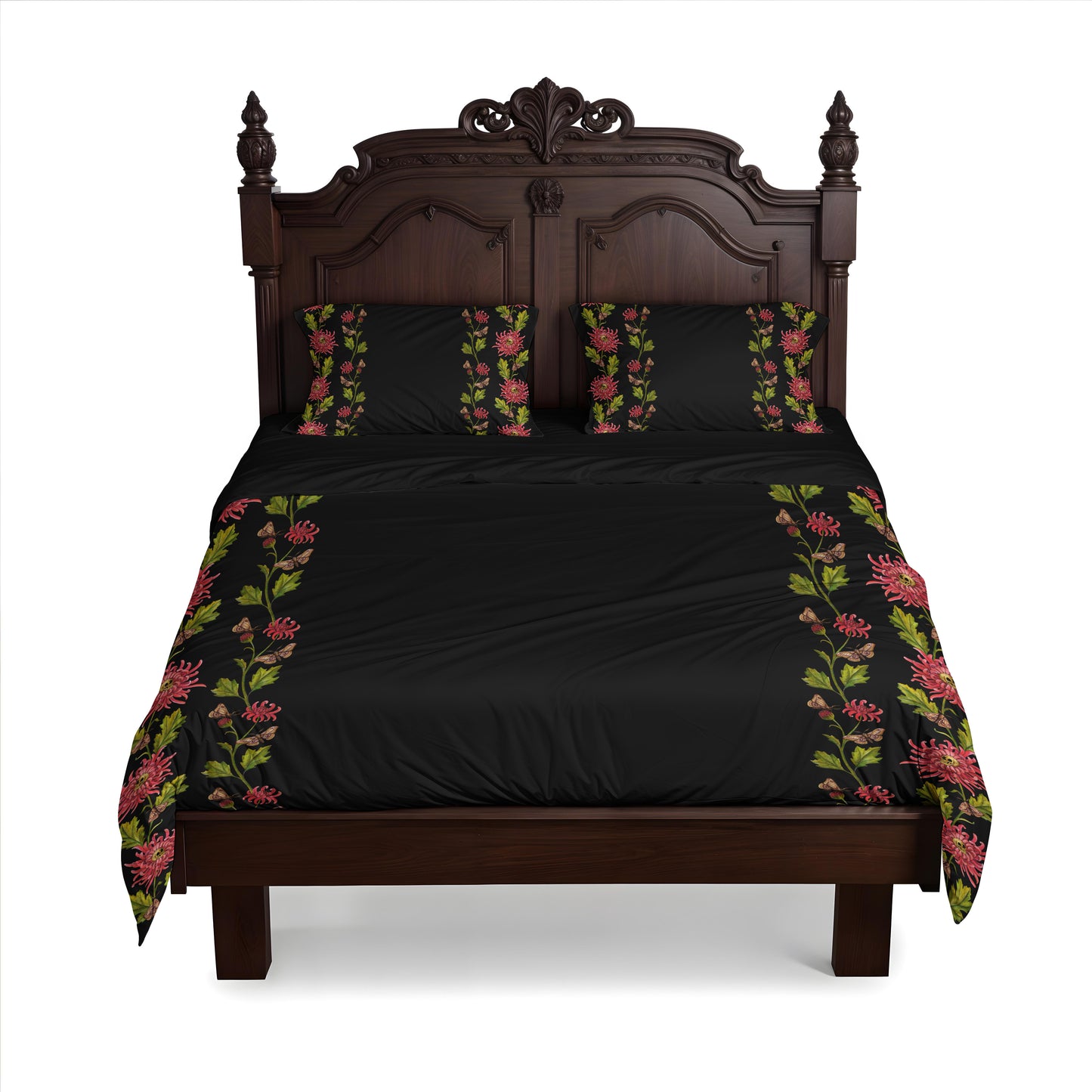 Chrysanthemum Moth Three Piece Duvet Bedding Set