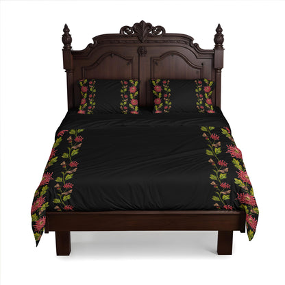 Chrysanthemum Moth Three Piece Duvet Bedding Set