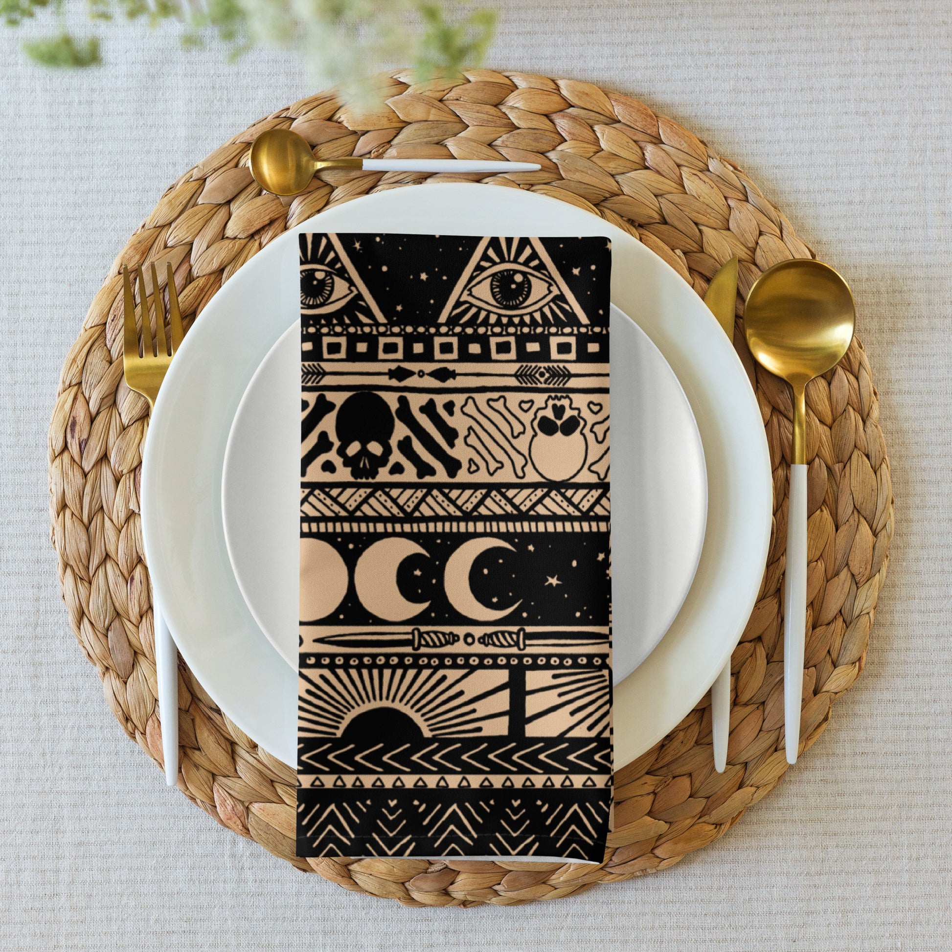 Witchy Boho Striped Cloth Napkins - Red Finch Creations