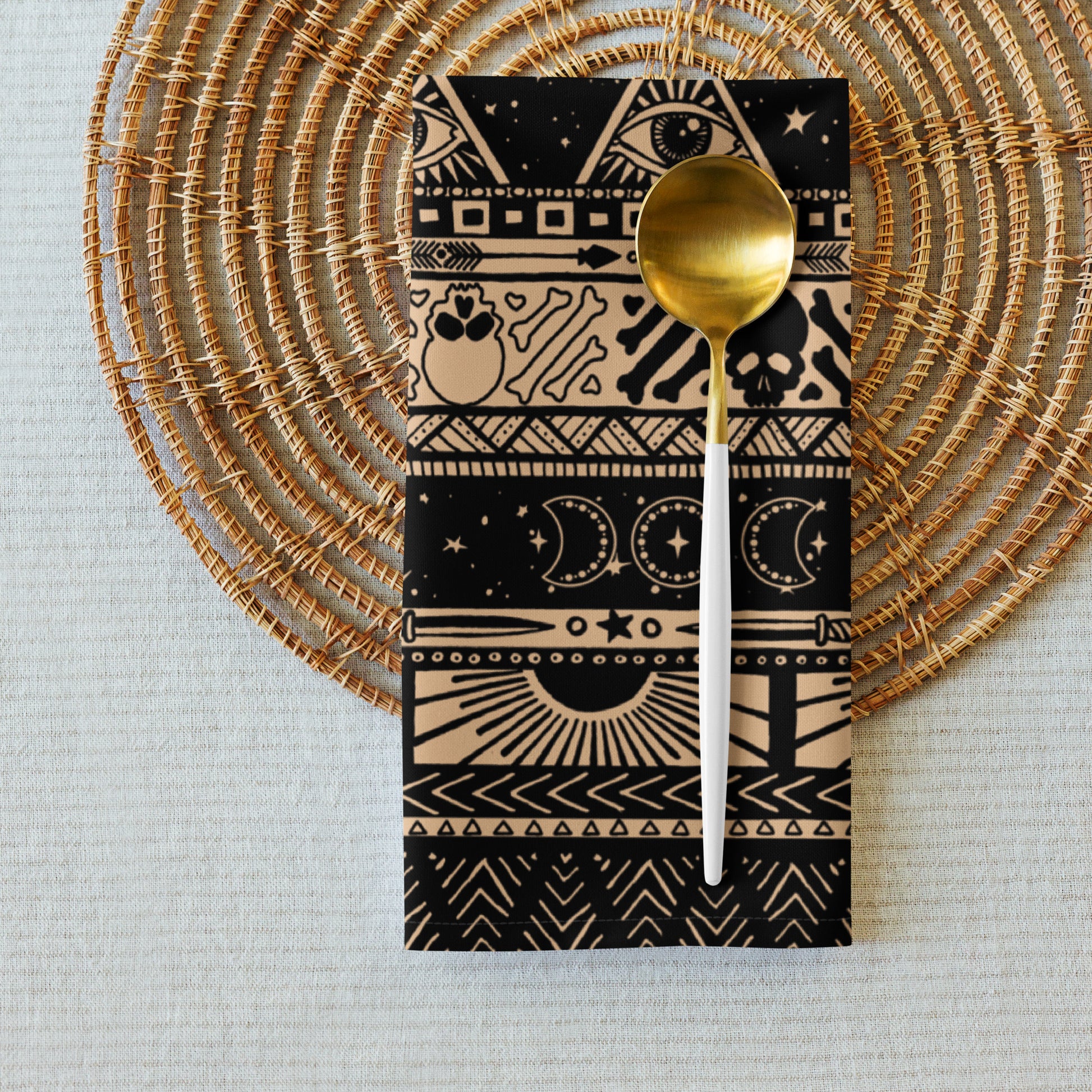Witchy Boho Striped Cloth Napkins - Red Finch Creations