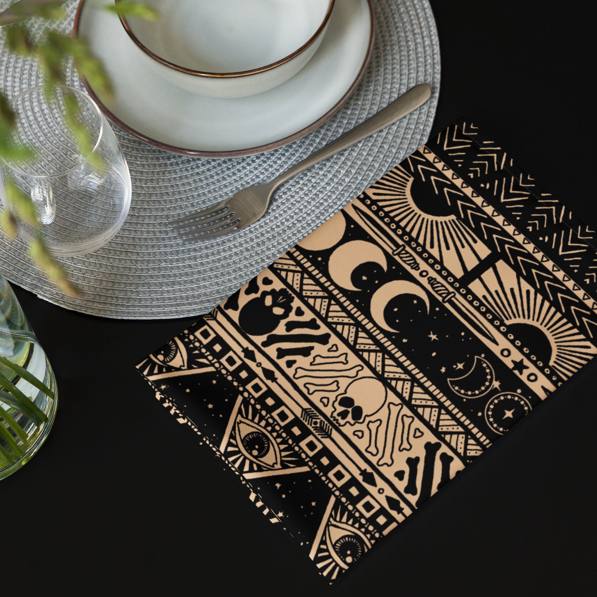 Witchy Boho Striped Cloth Napkins - Red Finch Creations