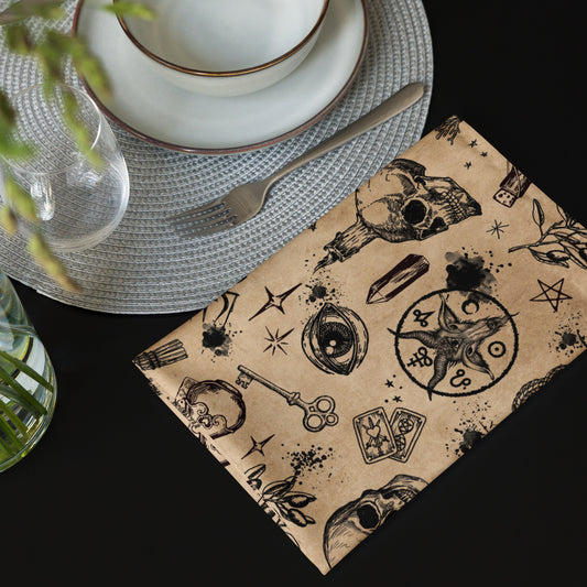 Occult Witchcraft Cloth Napkins - Beige - Red Finch Creations