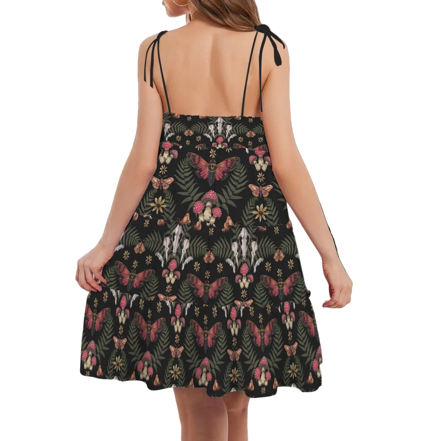 Mushroom Skull Tiered Tie Dress