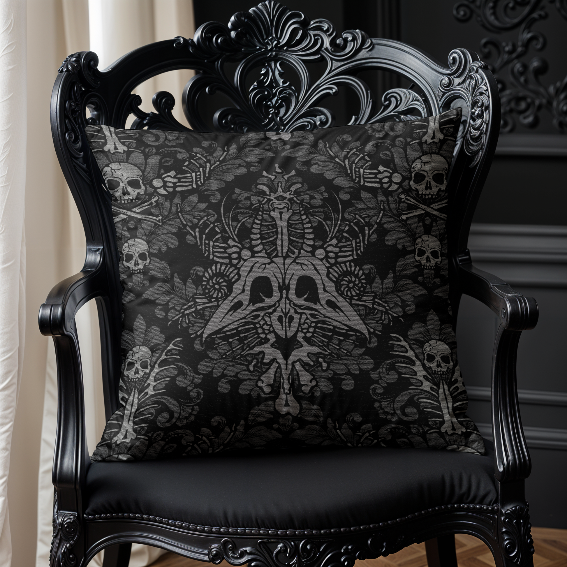 Damask Bones Square Throw Pillowcase - Red Finch Creations