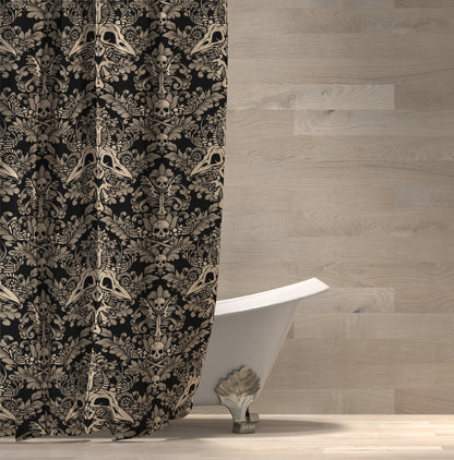 Damask Bones Shower Curtain - Beige - Red Finch Creations
