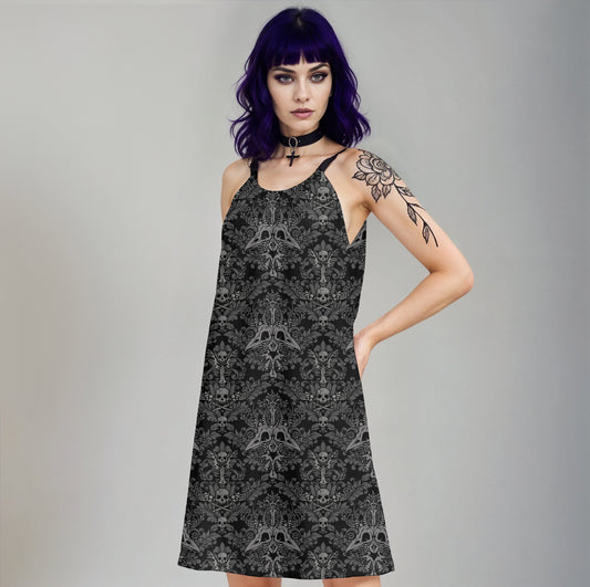 Dark Damask Bones Cami Dress | Cotton
