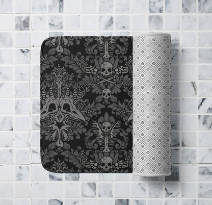 Dark Damask Bones Bath Mat - Black - Red Finch Creations