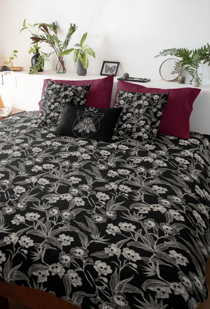 Gothic Floral Duvet Cover - Black + Cream - Red Finch Creations