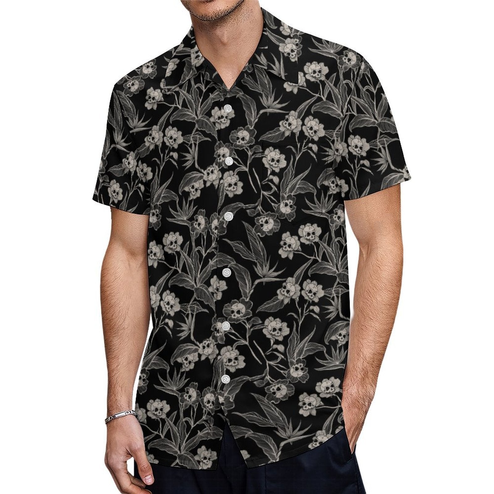 Spooky Tiki Gothic Floral Hawaiian Shirt - Red Finch Creations