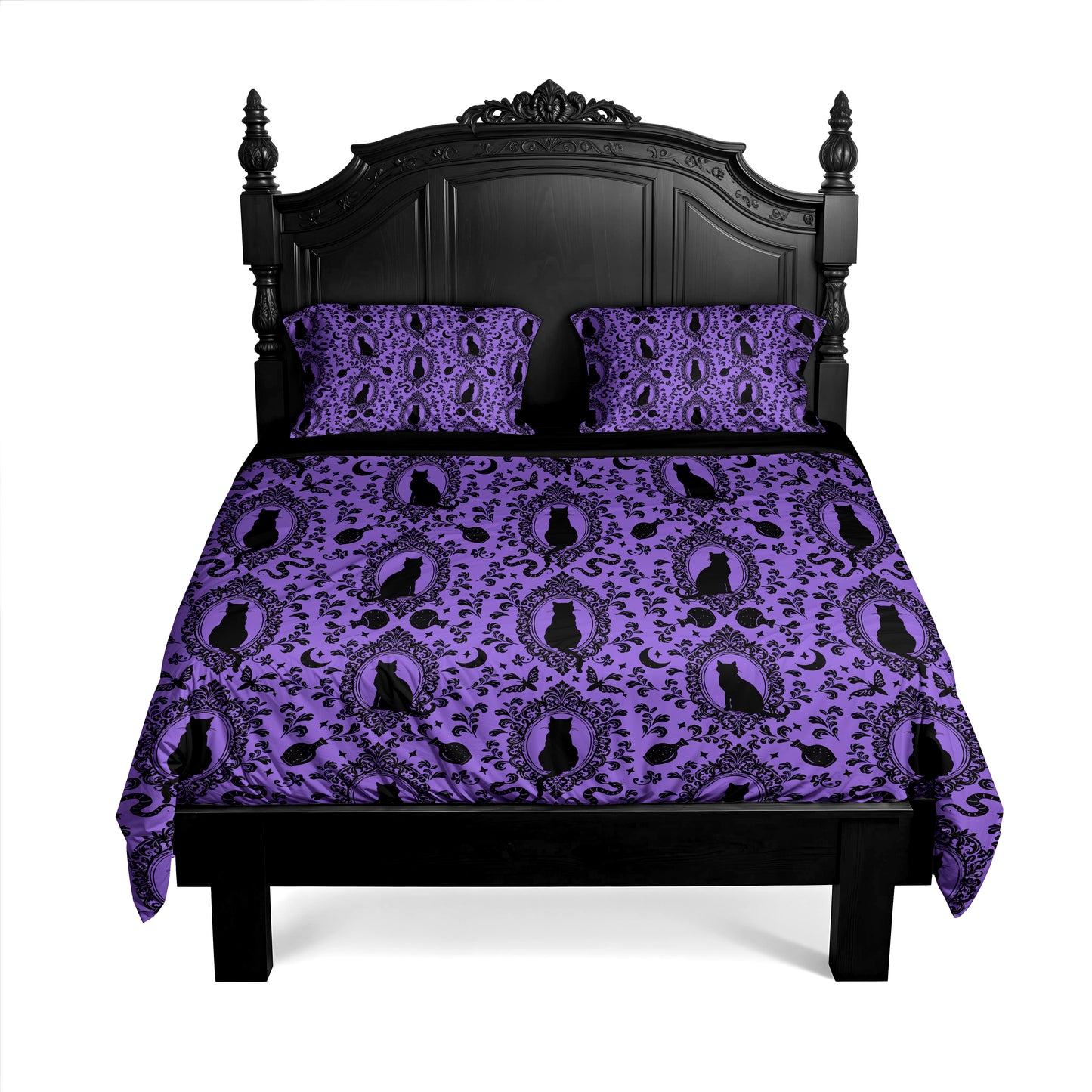 Victorian Cat 3-Piece Bedding Set - Purple