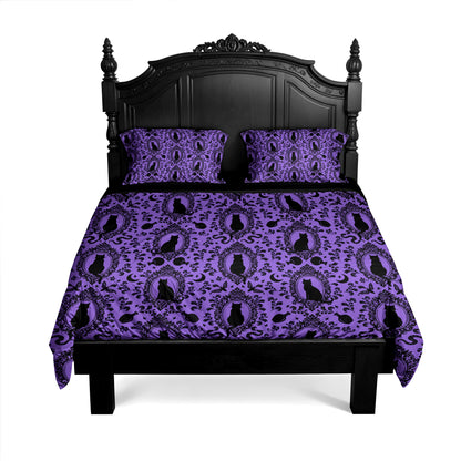 Victorian Cat 3-Piece Bedding Set - Purple