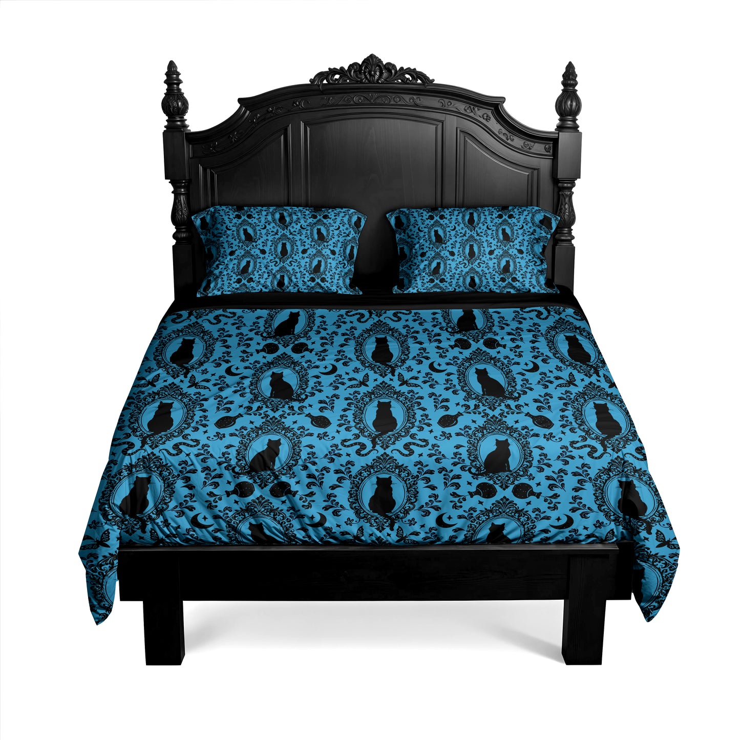 Victorian Cat 3-Piece Bedding Set - Turquoise