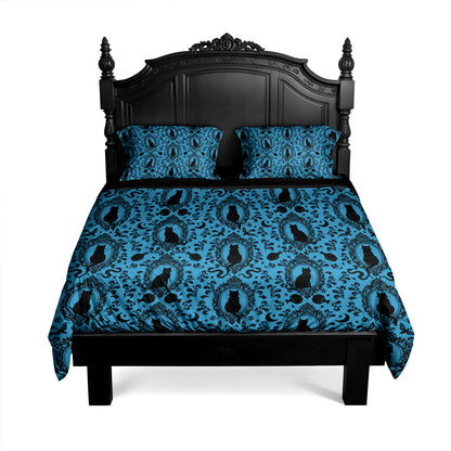Victorian Cat 3-Piece Bedding Set - Turquoise