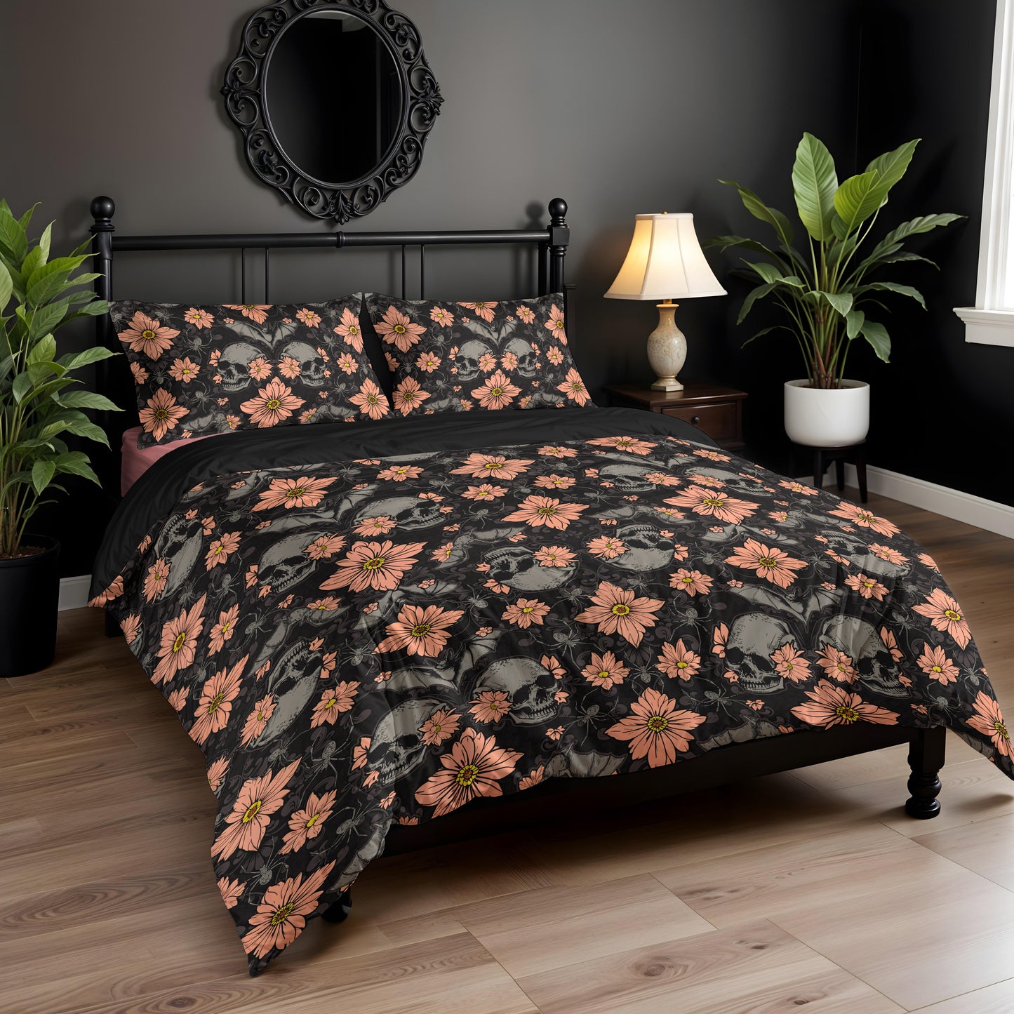 Floral Halloween 3-Piece Bedding Set - Red Finch Creations