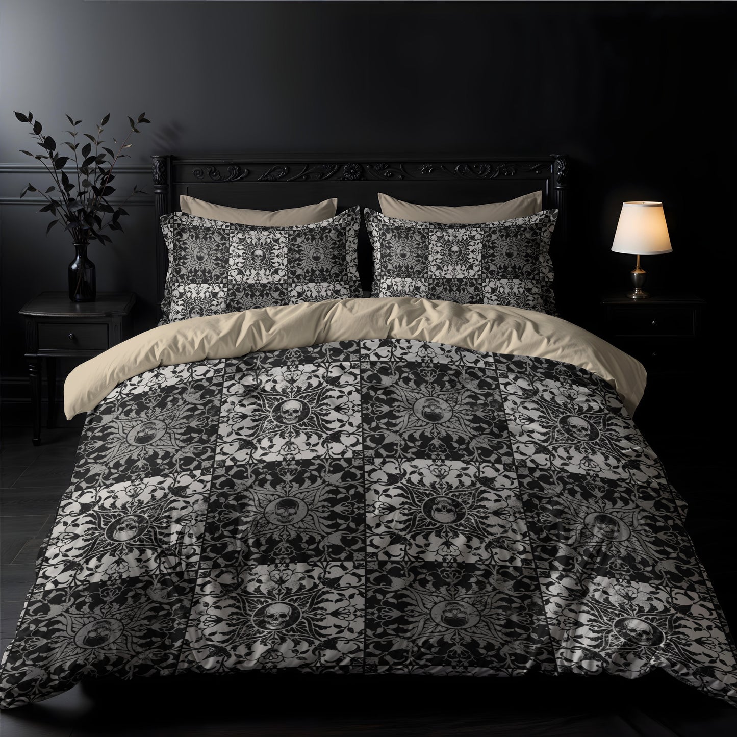 Gothic Checkered Microfiber Duvet Cover - Red Finch Creations
