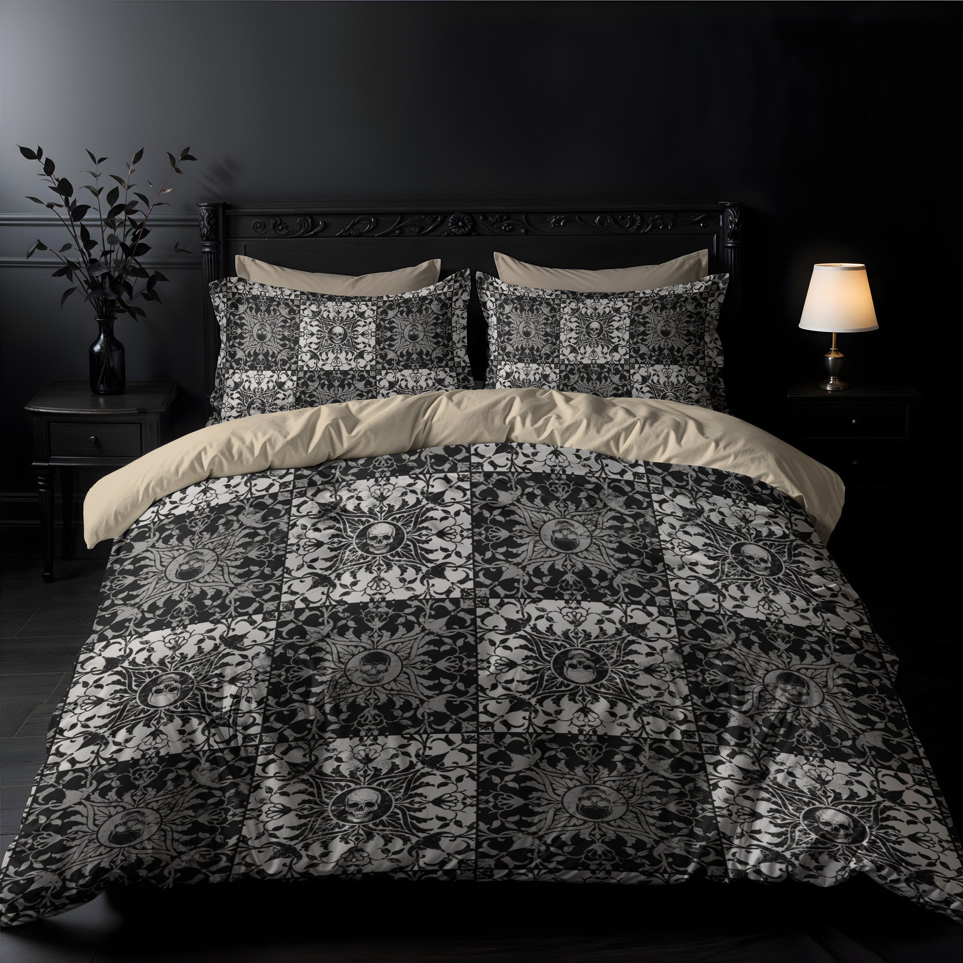 Gothic Checkered Microfiber Duvet Cover - Red Finch Creations