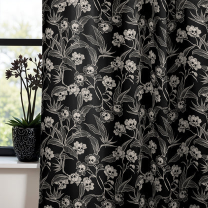 Gothic Floral Blackout Grommet Curtains | 2 Pieces