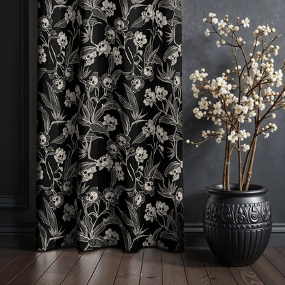Gothic Floral Blackout Grommet Curtains | 2 Pieces