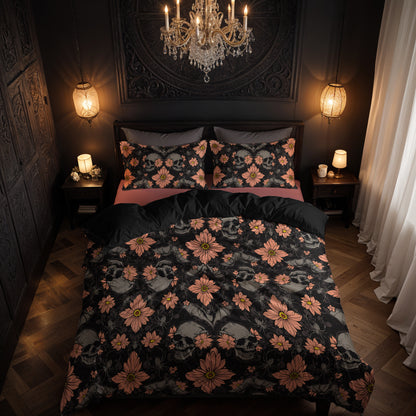 Floral Halloween 3-Piece Bedding Set - Red Finch Creations
