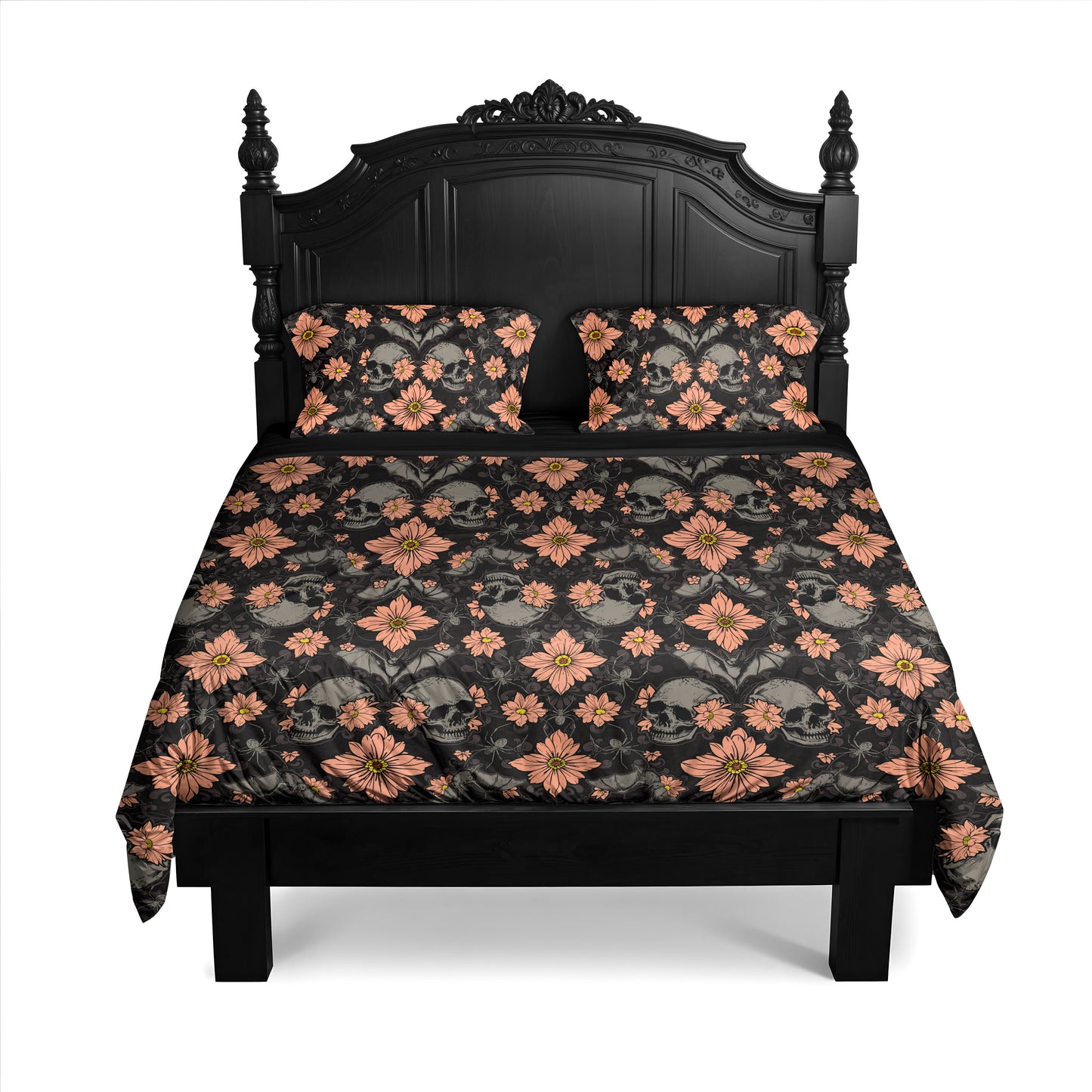 Floral Halloween 3-Piece Bedding Set - Red Finch Creations