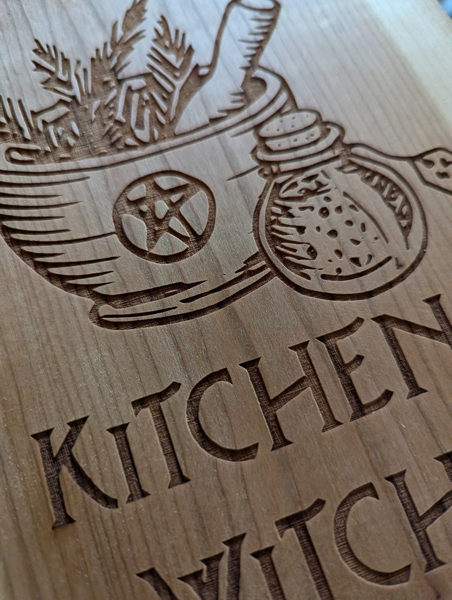 Kitchen Witch Rustic Cherry Wood Serving Board