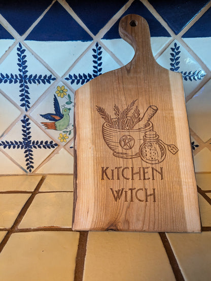 Kitchen Witch Rustic Cherry Wood Serving Board