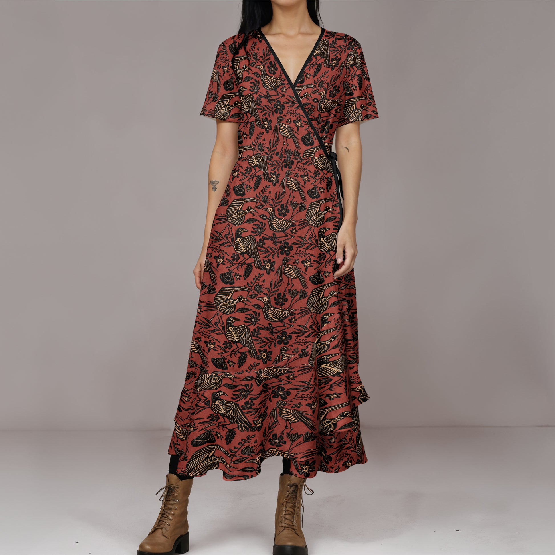 autumn wrap dress The in Dusty Rose Silk, Size Medium Mattise is 59 wearing the XL SIZECHART The Tell Tale Tasha: Autumn