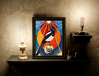 Celestial Magpie - Matte Finish Fine Art Print - Red Finch Creations