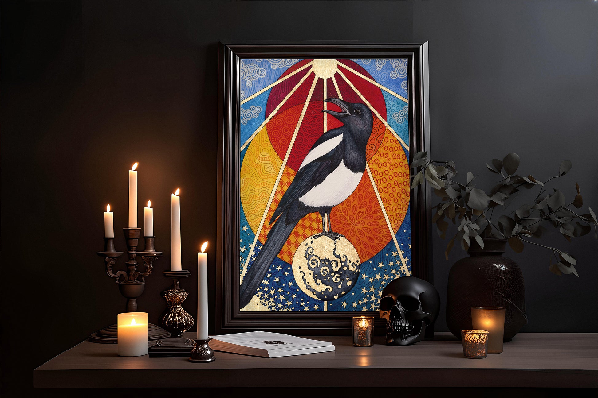 Celestial Magpie - Matte Finish Fine Art Print - Red Finch Creations