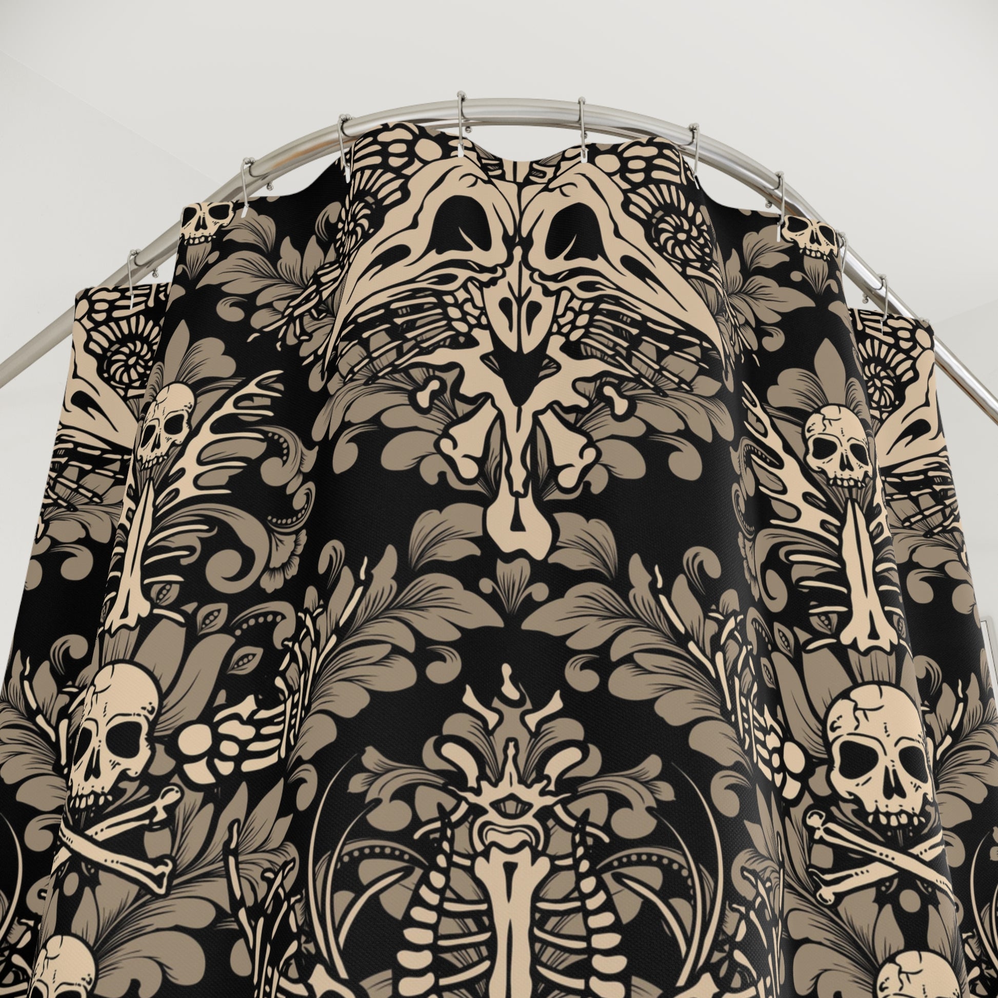 Damask Bones Shower Curtain - Beige - Red Finch Creations