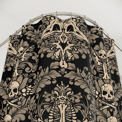 Damask Bones Shower Curtain - Beige - Red Finch Creations