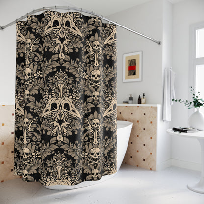 Damask Bones Shower Curtain - Beige - Red Finch Creations