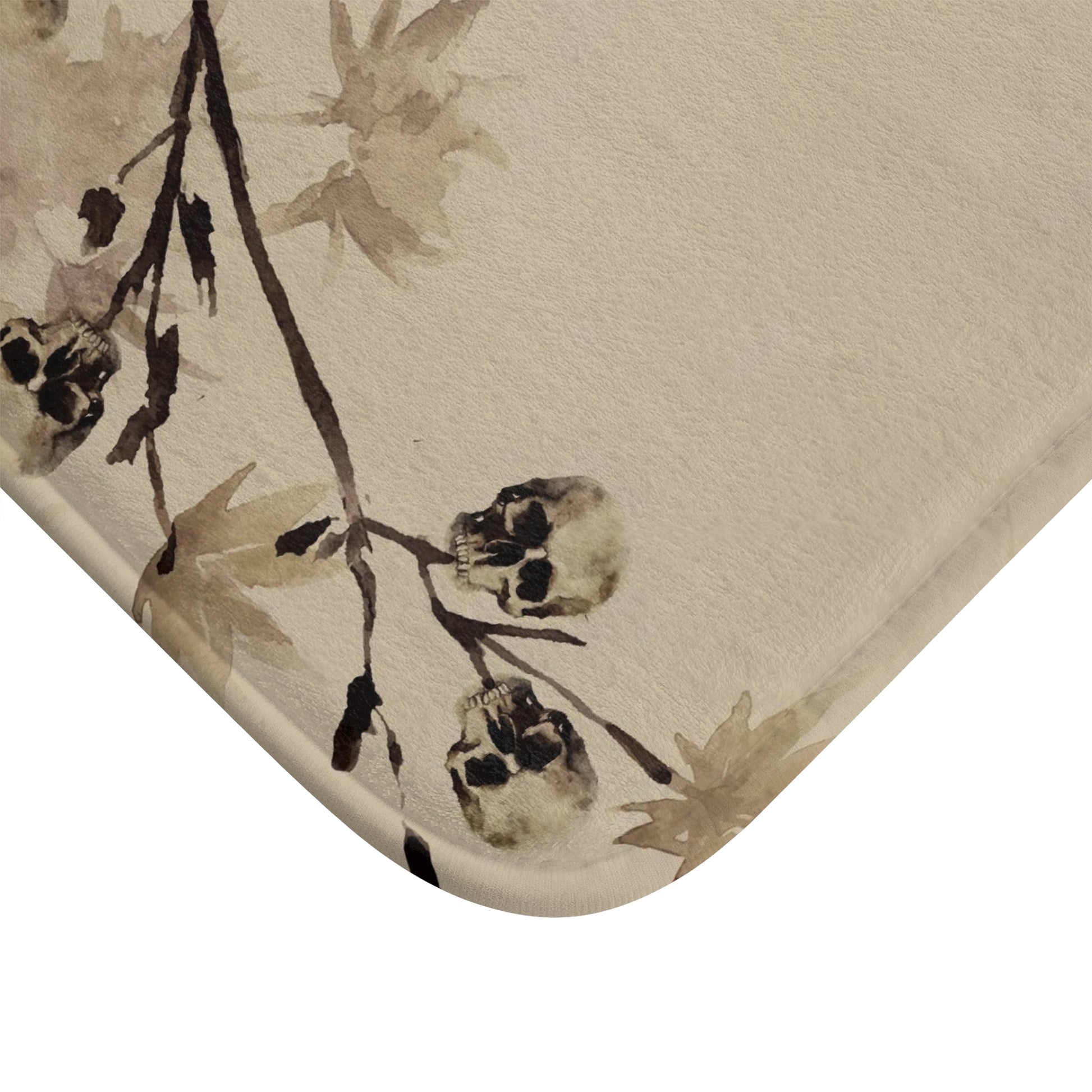 Minimalist Fall Watercolor Skull Bath Mat - Red Finch Creations
