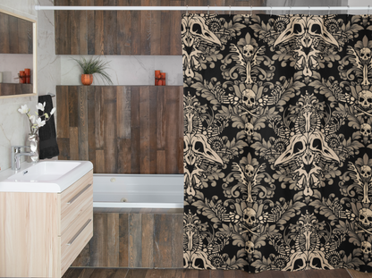 Damask Bones Shower Curtain - Beige - Red Finch Creations