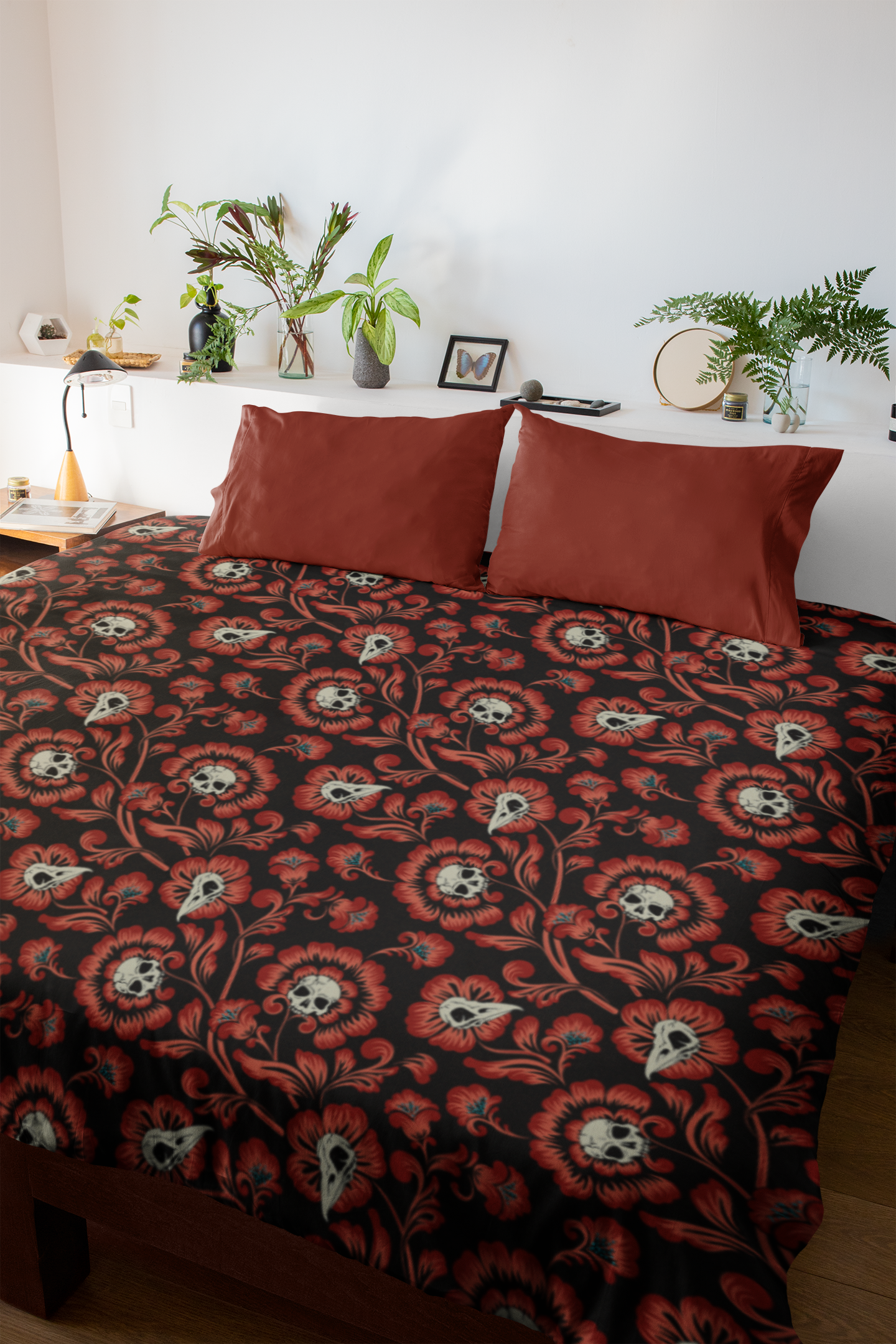 Gothic Floral Victorian Duvet Cover - Red - Red Finch Creations