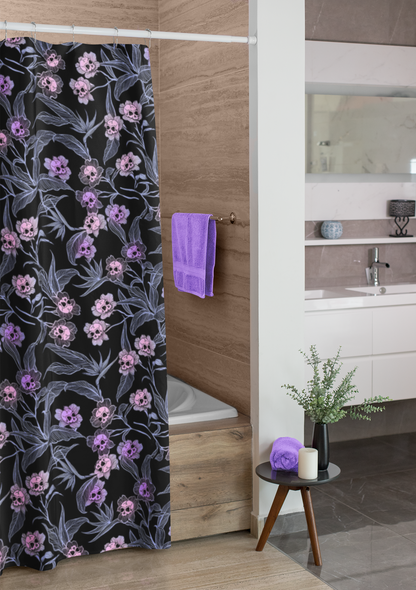 Pastel Goth Floral Shower Curtain - Pink - Red Finch Creations
