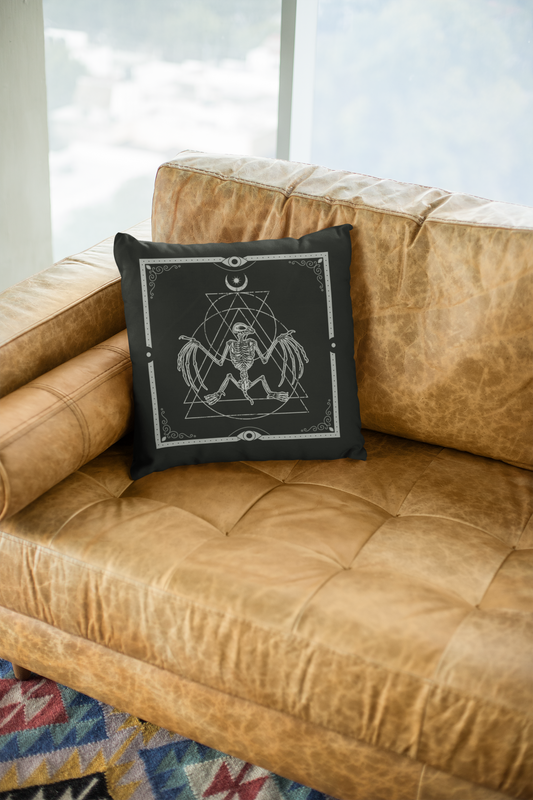 Occult Bat Skeleton Faux Suede Throw Pillow Case - Red Finch Creations