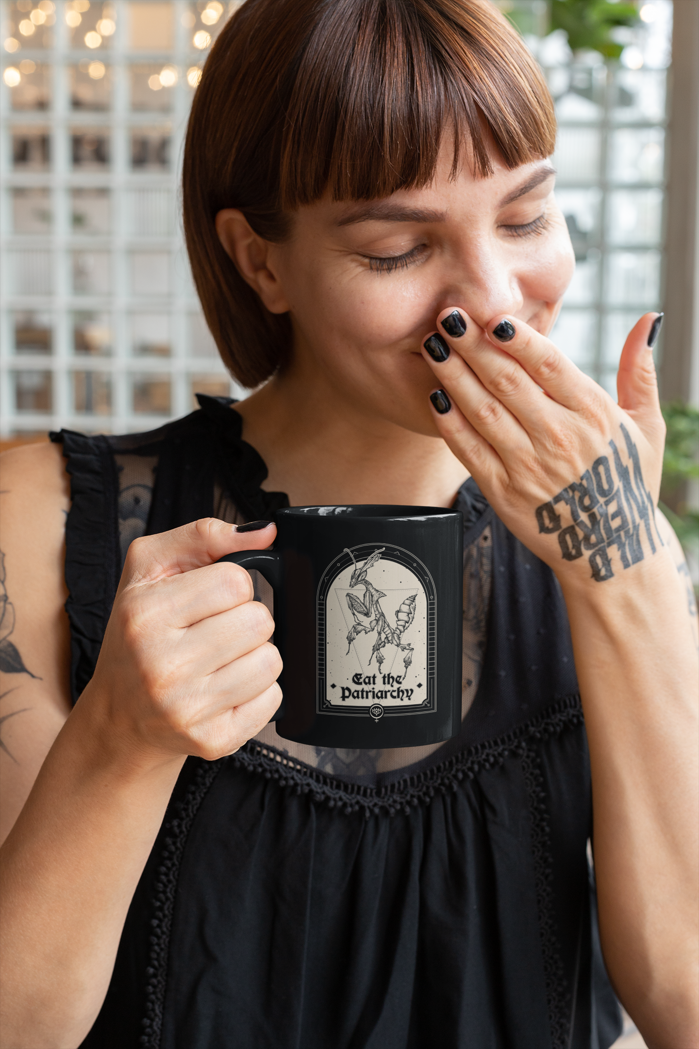 "Eat the Patriarchy" Ghost Mantis Mug - 11oz