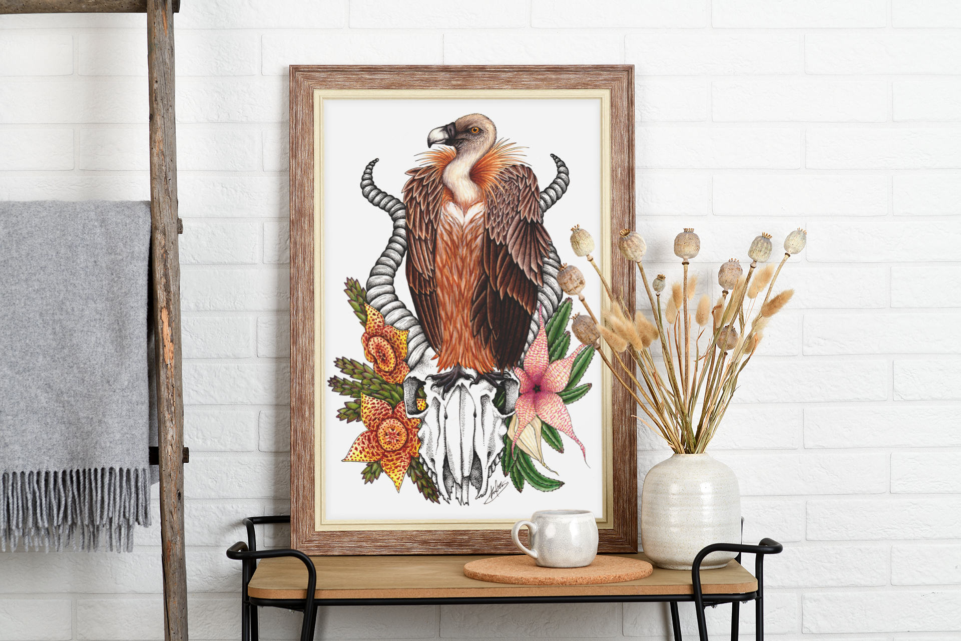 Griffon Vulture & Corpse Flowers - Fine Art Matte Print - Red Finch Creations