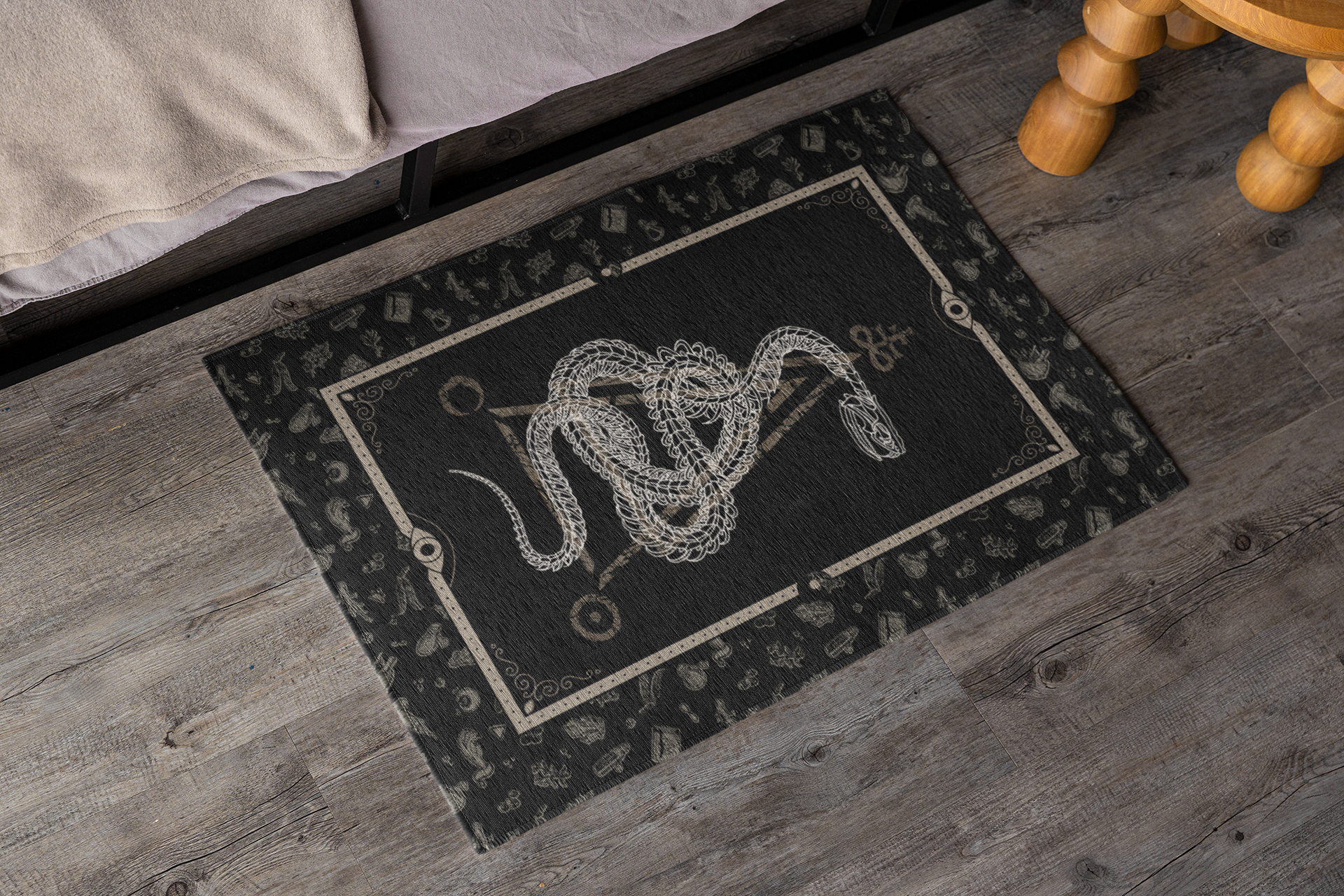 Occult Snake Skeleton Indoor/Outdoor Area Rug - Red Finch Creations