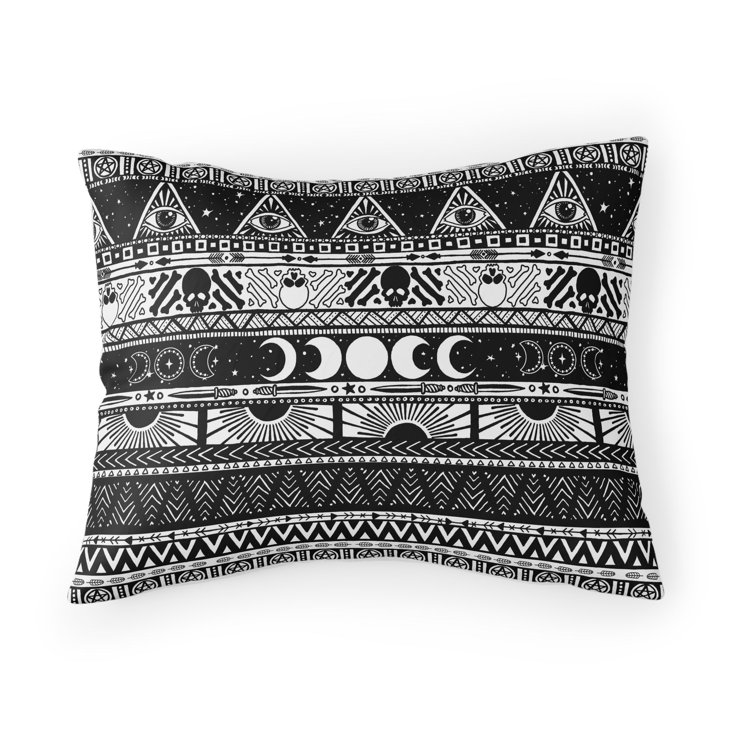 Striped Boho Goth Duvet Cover - Black + White