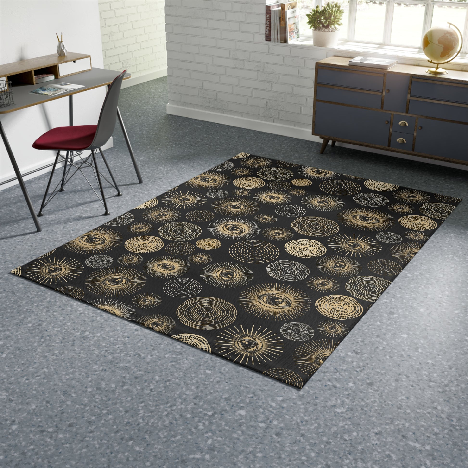 Occult Eye Indoor/Outdoor Area Rug - Black & Gold - Red Finch Creations