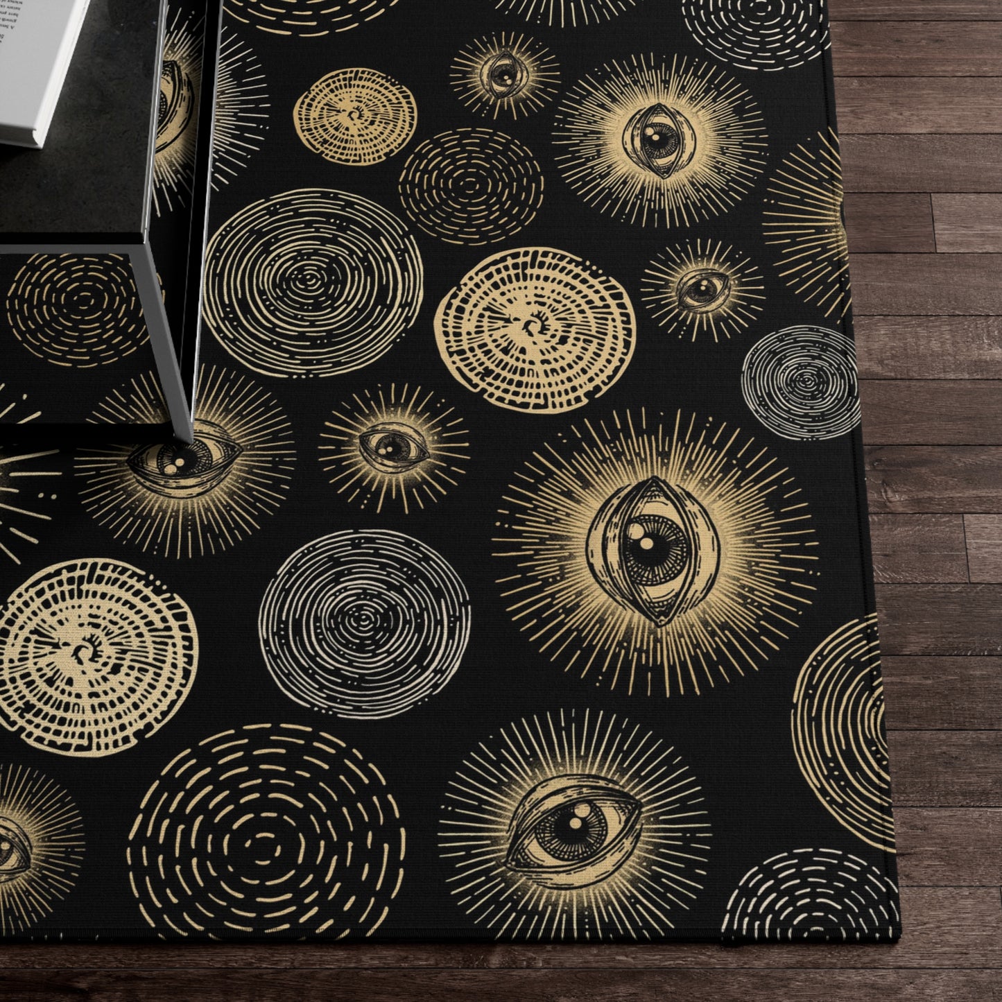 Occult Eye Indoor/Outdoor Area Rug - Black & Gold - Red Finch Creations