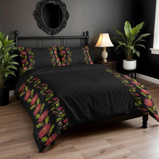 Chrysanthemum Moth Three Piece Duvet Bedding Set