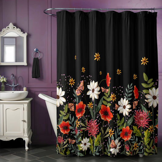 Moody Floral Shower Curtain - Red Finch Creations