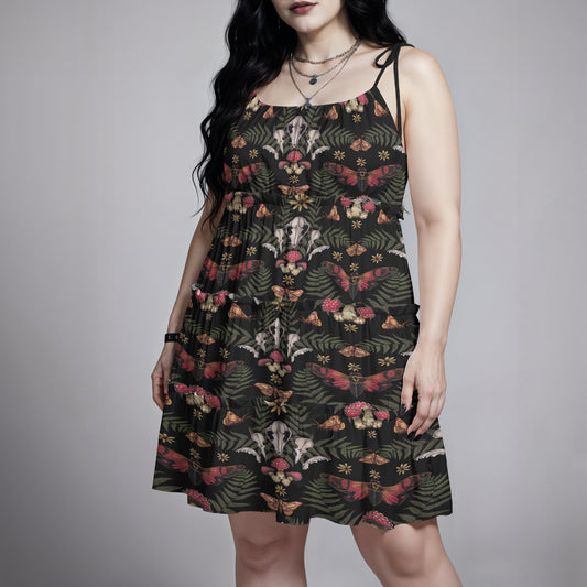 Mushroom Skull Tiered Tie Dress