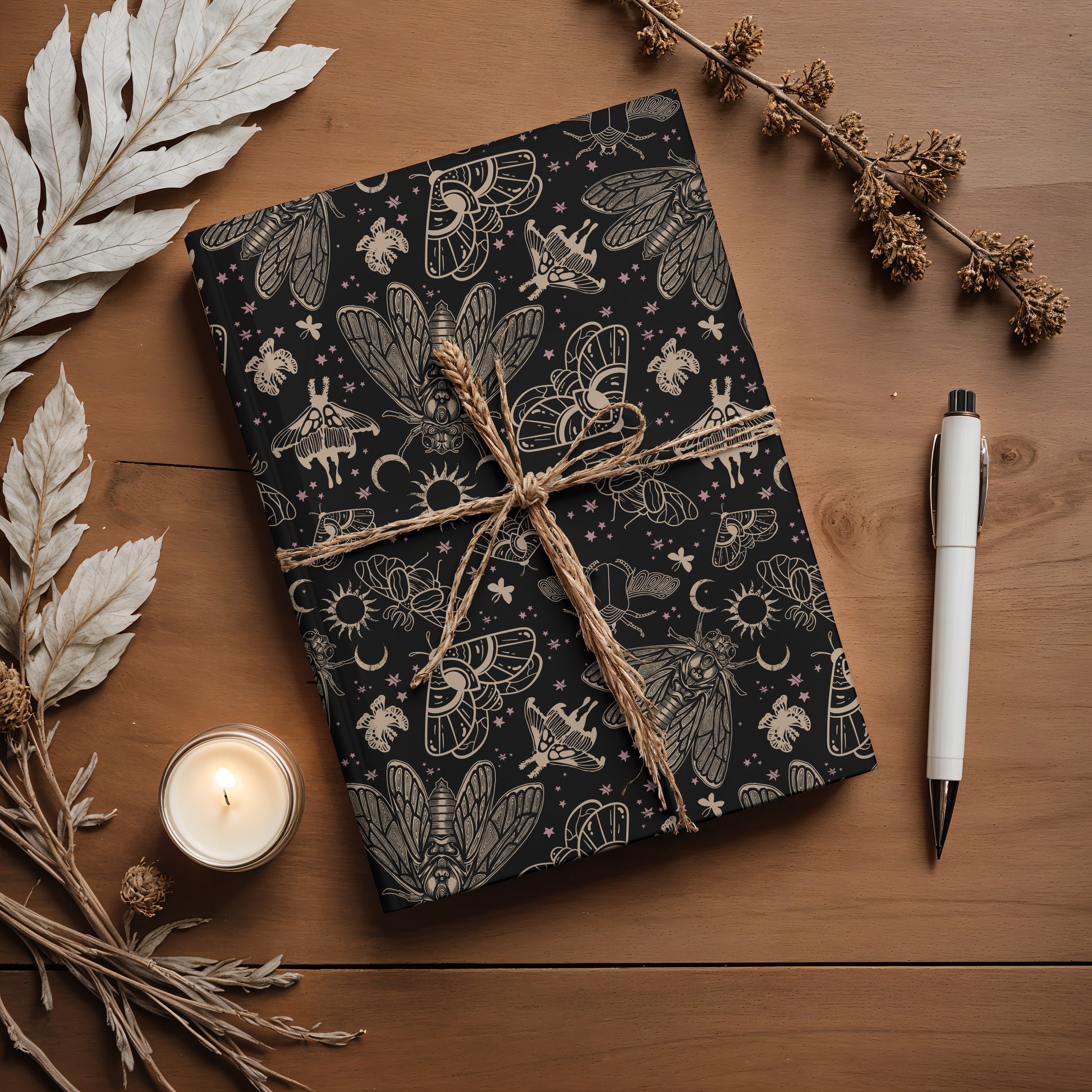Occult Cicada & Moth Hardcover Journal - Red Finch Creations